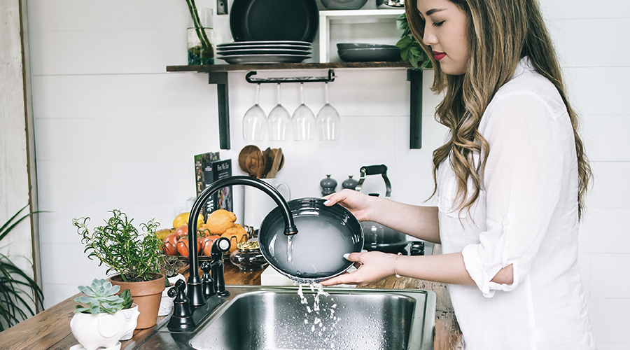 3. Cleaning dirty dishes